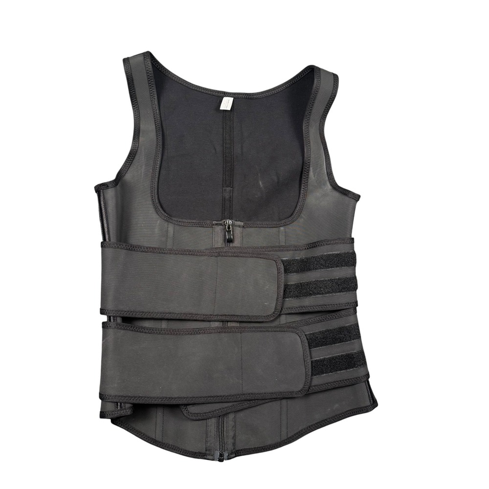 Womens Black Double Strap Waist Trainer Vest Zipper Body‎ Shaper Large Workout